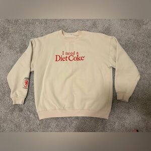 “I need a Diet Coke” Embroidered Cream Sweatshirt